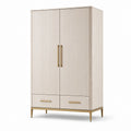 Armoire en bois avec poignées dorées 180x90x50 cm