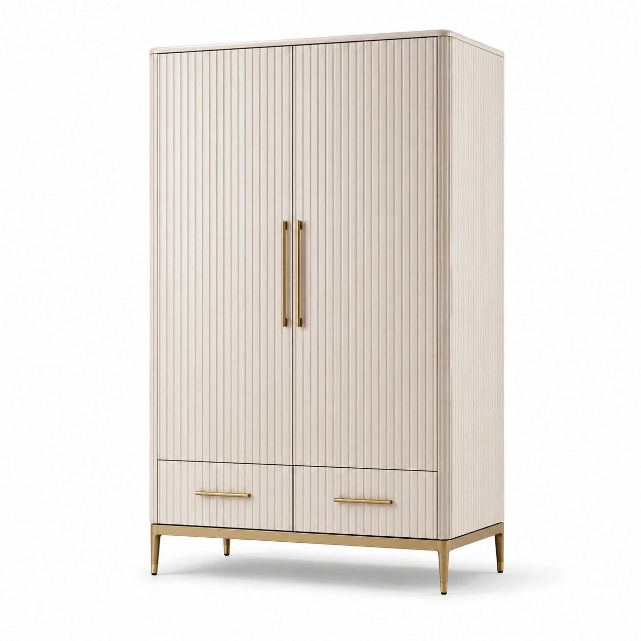Armoire en bois avec poignées dorées 180x90x50 cm