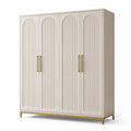 Armoire 4 portes en bois MDF avec poignées en métal - 200x60x210 cm