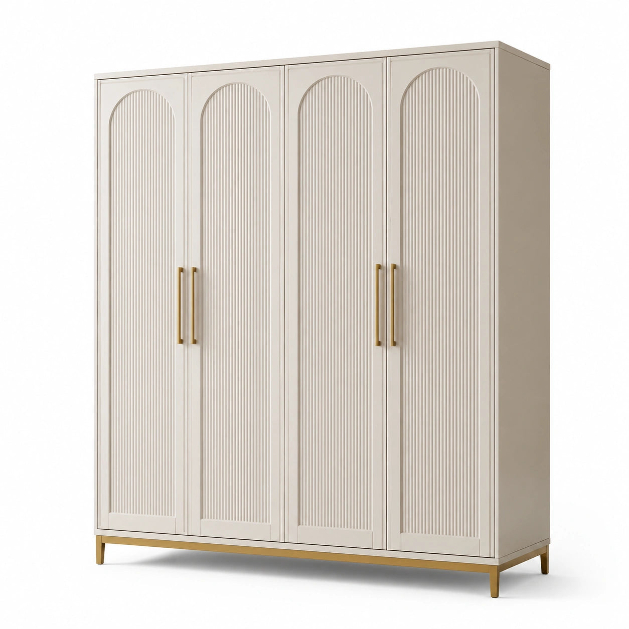 Armoire 4 portes en bois MDF avec poignées en métal - 200x60x210 cm