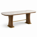 Table à manger rectangulaire en marbre et bois de chêne