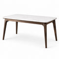 Table à manger en marbre blanc et bois de noyer