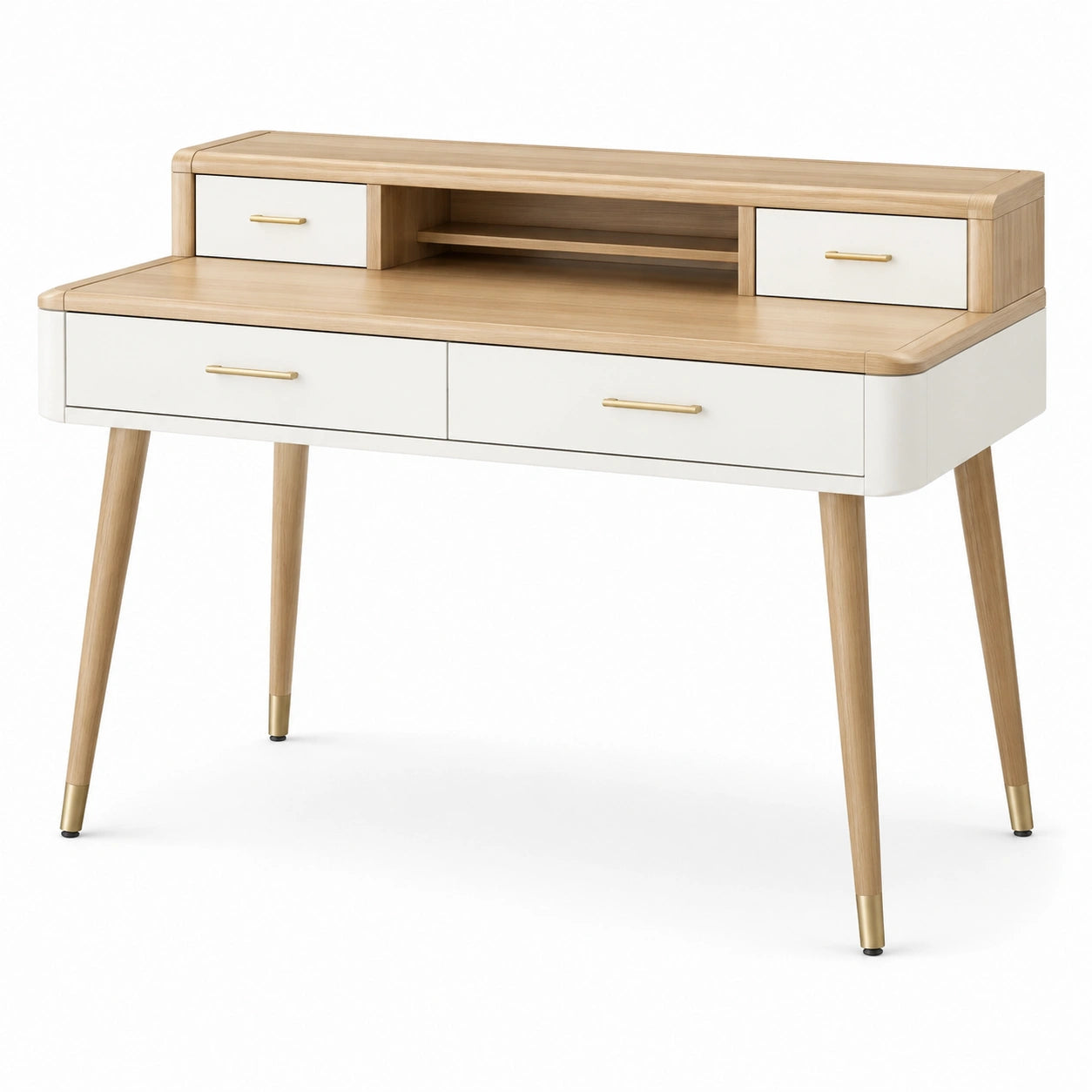 Bureau en bois de chêne et MDF avec tiroirs, 120 cm