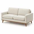 Canapé 2 places en tissu polyester beige avec pieds en bois