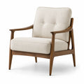 Fauteuil en bois de noyer avec coussins en polyester beige