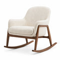 Fauteuil à bascule en bois avec tissu bouclé crème