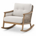 Fauteuil à bascule en bois et lin beige