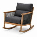 Fauteuil à bascule en bois et tissu polyester gris