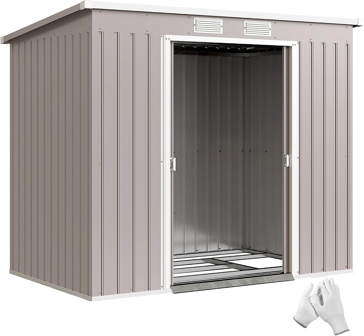 Abri de jardin, Outsunny, 7x4ft, Gris, 7x4ft Abri Jardin métallique imperméable Kit Fondation Gris