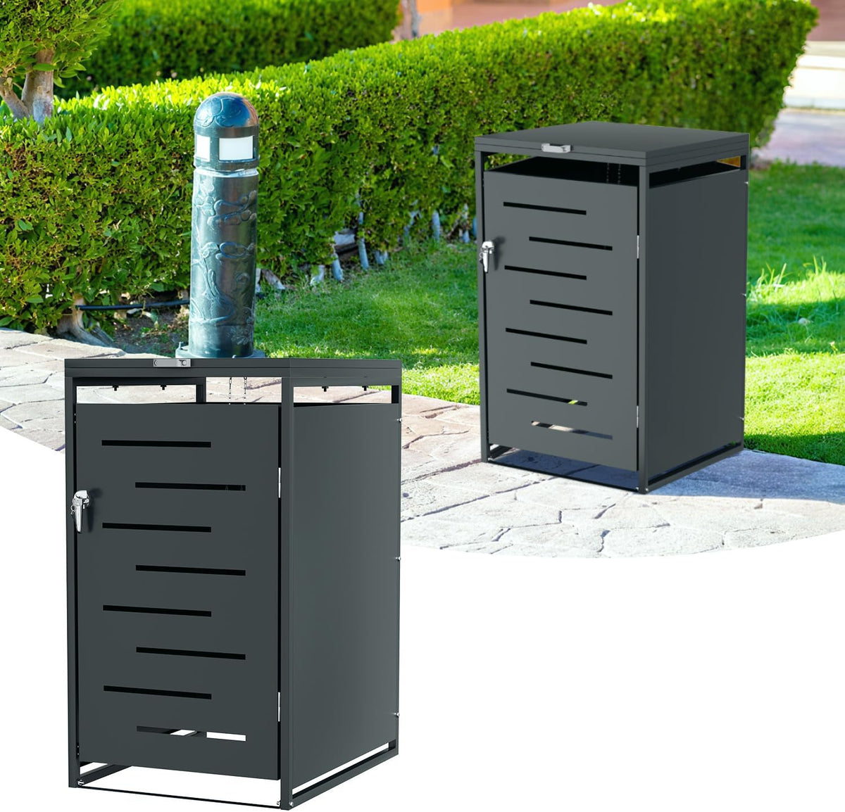 Abris pour poubelles, 120 l, 240 l, Anthracite, Cache-poubelle pour 1 poubelle de 120 l et 240 l