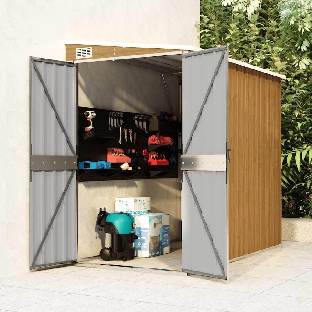 Abri de jardin, 118 x 194 x 178 cm, Marron, marron aspect bois 118 x 194 x 178 cm en acier